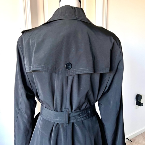 NWT LONDON FOG Classic Black Belted Flannel Lined Trench Coat—SZ. 16 - Picture 8 of 17